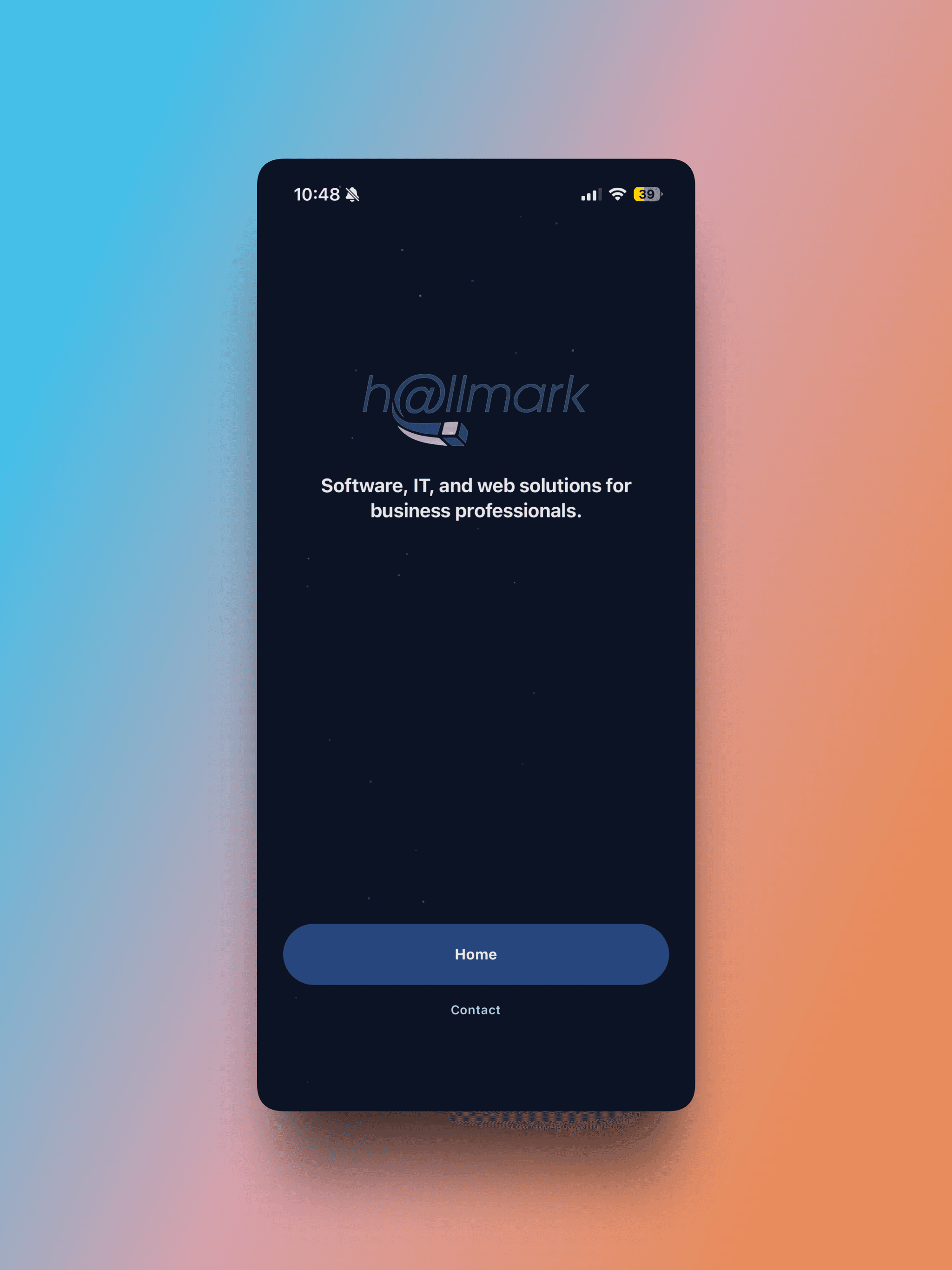 HallmarkOC iPhone app welcome screen